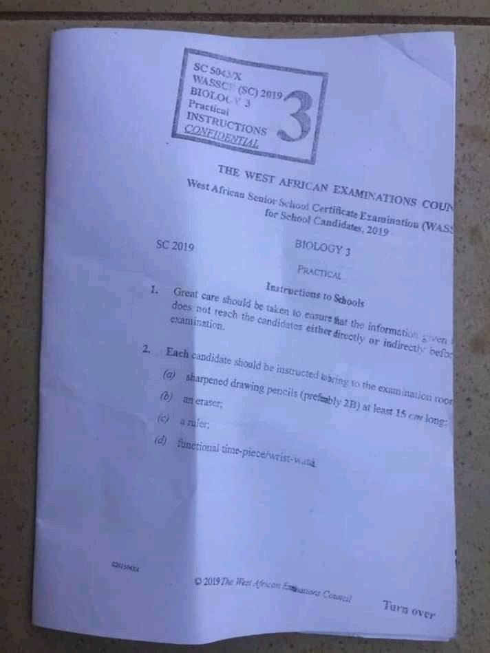 Waec 2019 biology objective image